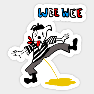 “Wee Wee” Dog in Stereotypical French Attire Sticker